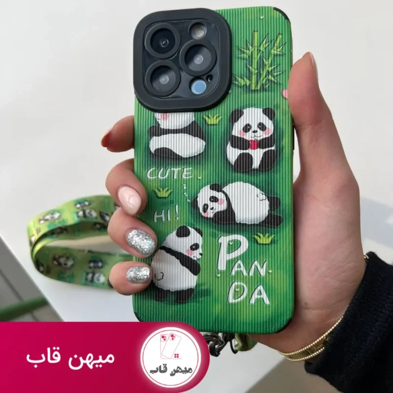 خرید قاب گوشی آیفون Panda Cute کبریتی همراه با بند 