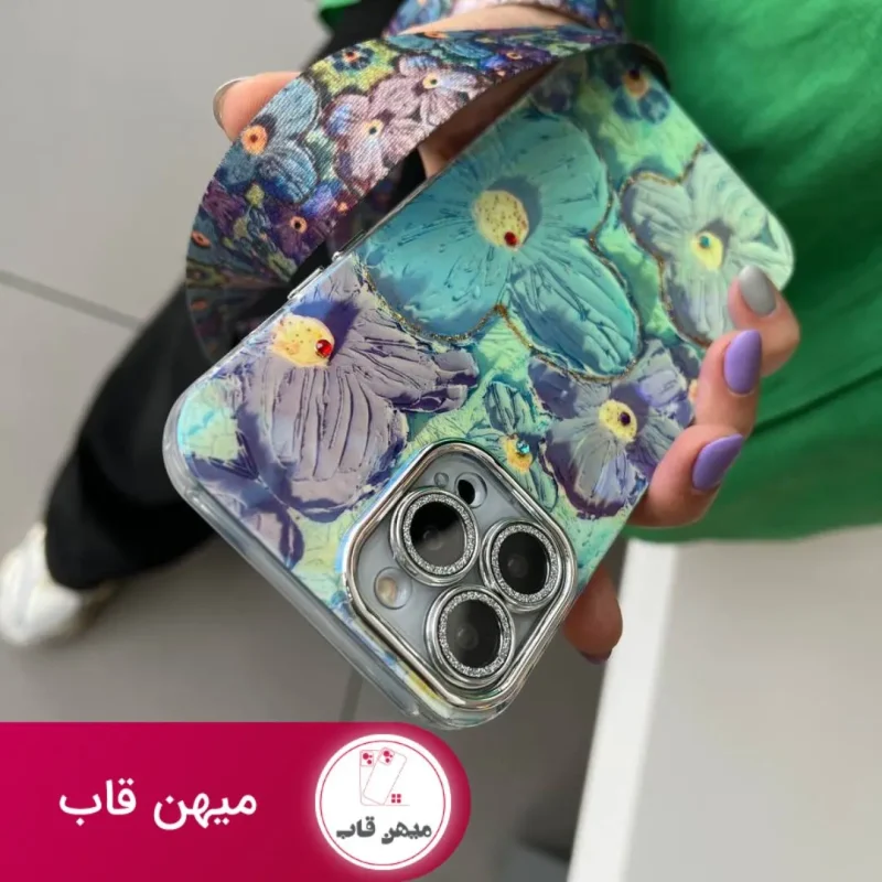 قاب گوشی آیفون گل آبرنگی