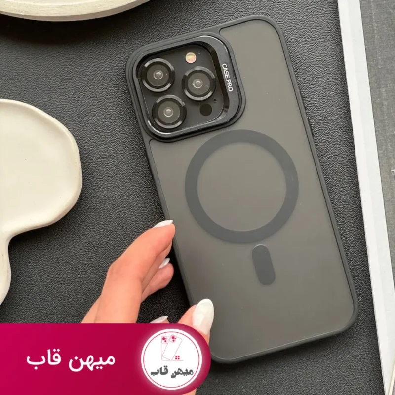 قاب گوشی آیفون Matte CasePro Lens with MagSafe استند شو با لنز رینگی