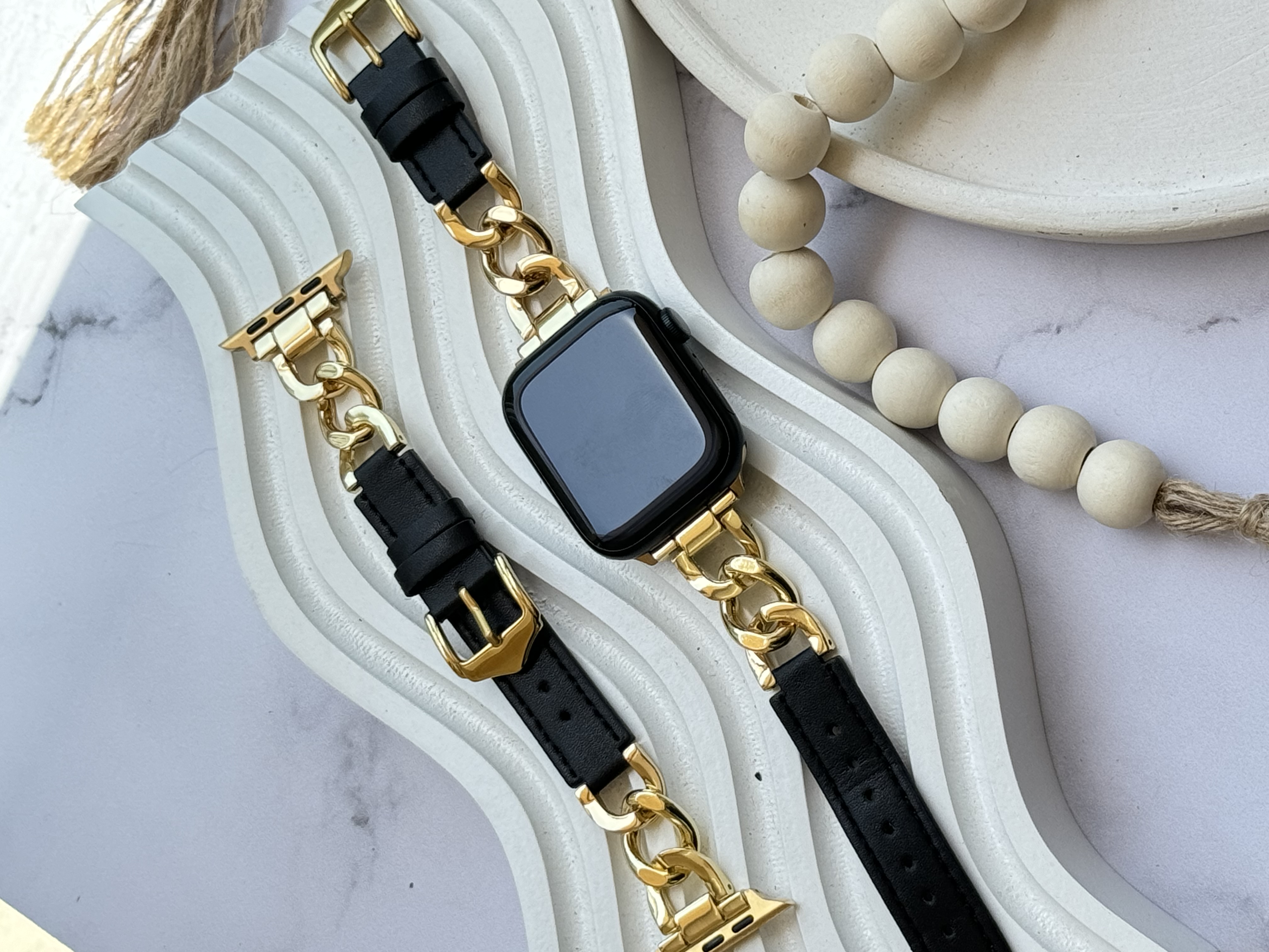 بند اپل واچ کارتیر استیل و چرم سگک دلفینی