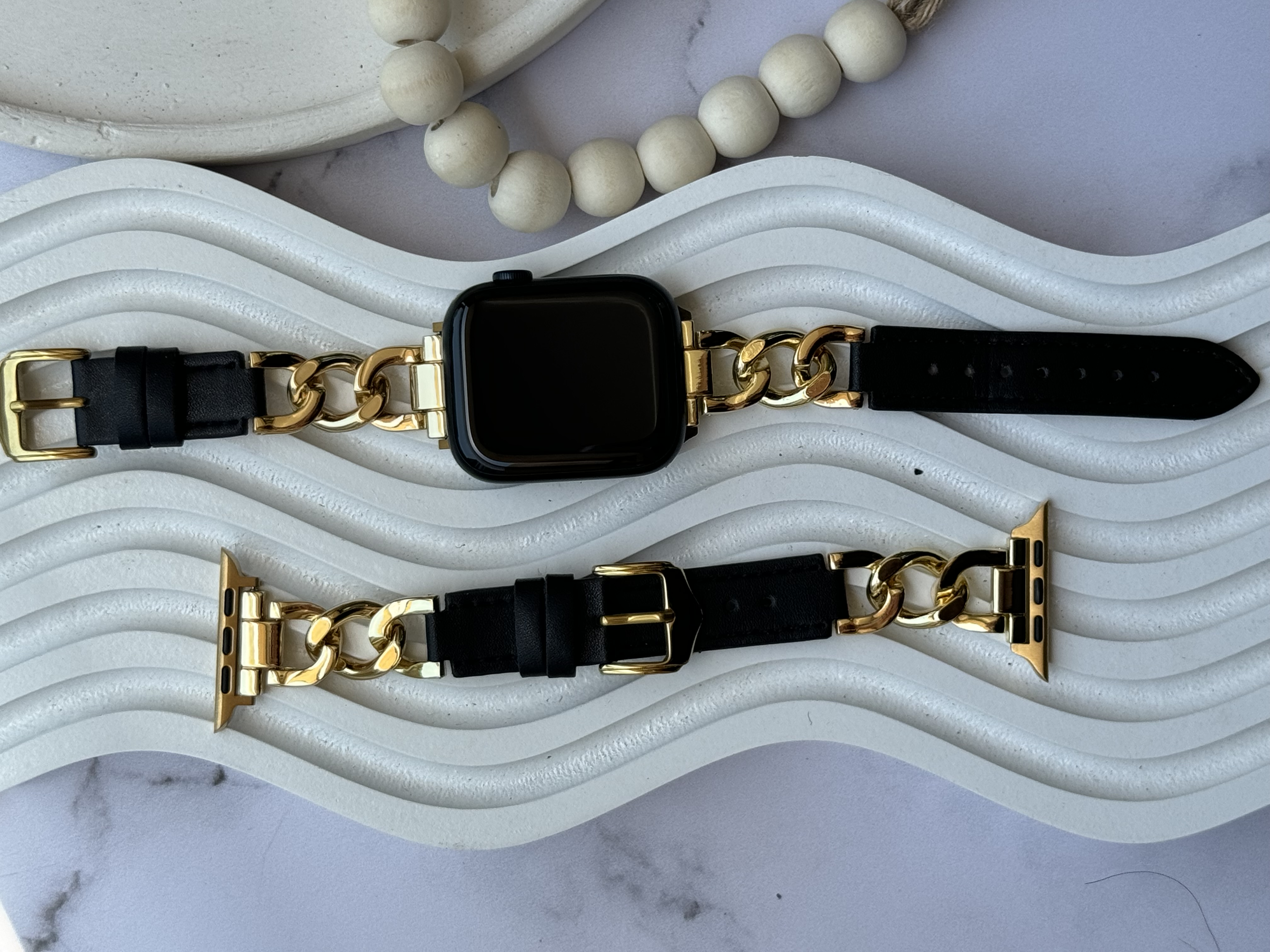 بند اپل واچ کارتیر استیل و چرم سگک دلفینی