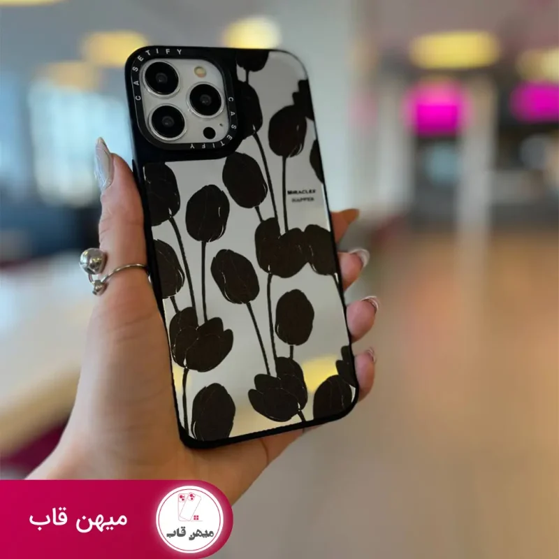 قاب گوشی آیفون گل اینه ای گل لاله سیاه Case Black tulip mirror flower