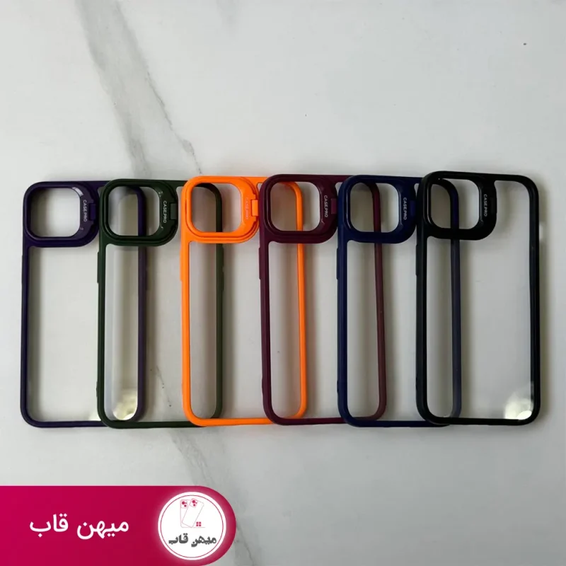 قاب گوشی آیفون ایسون Eason با محافظ لنز و استند روی میز