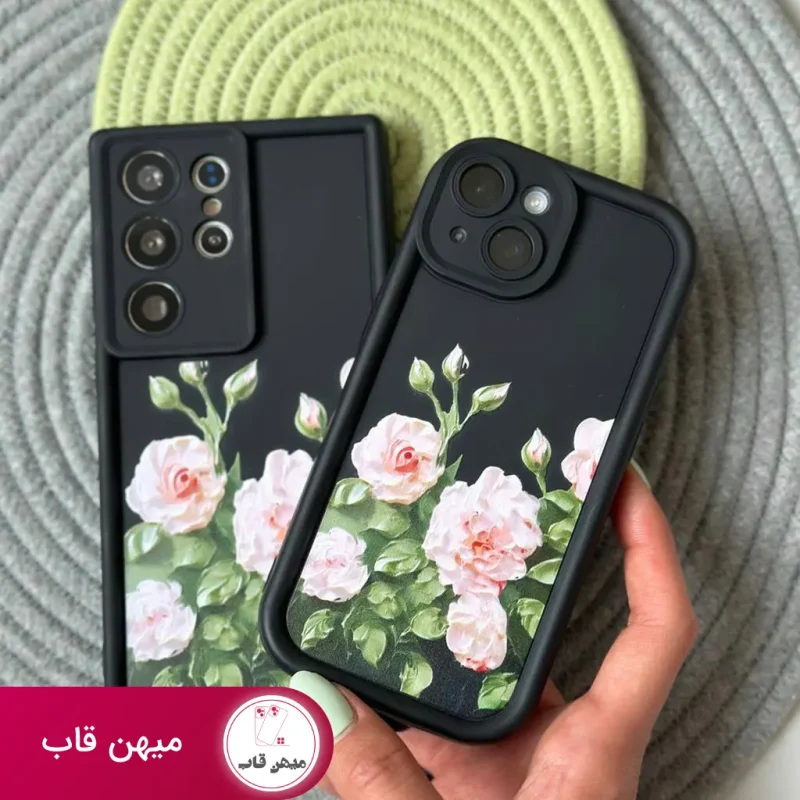 قاب گوشی آیفون سولید گل مشکی