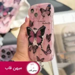 قاب گوشی آیفون پروانه رومانتیک صورتی با آویز