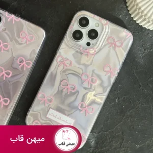 قاب موبایل آیفون پاپیون شاینی صورتی نگین برجسته