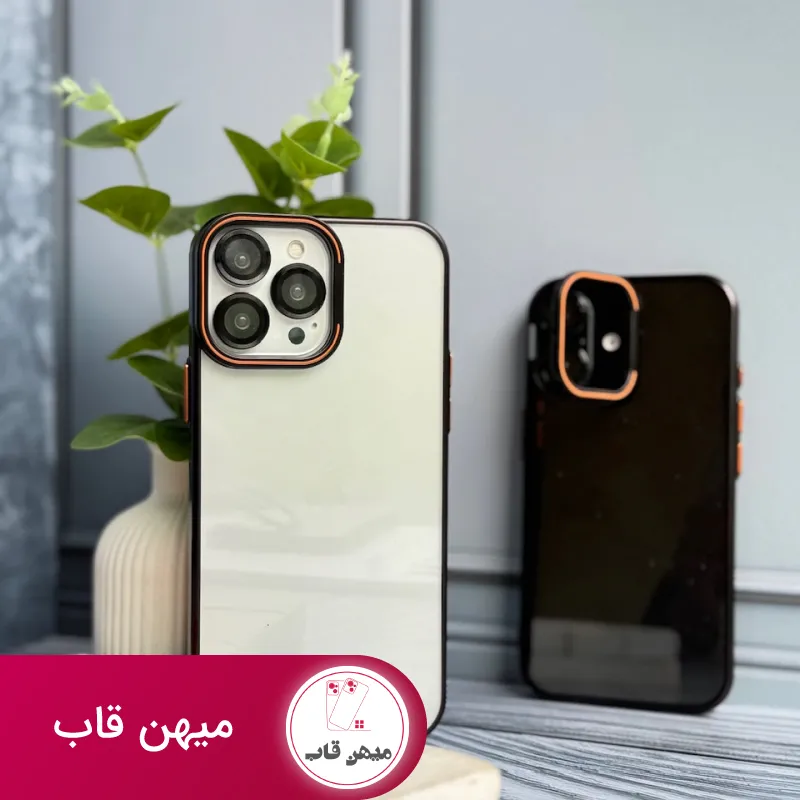 قاب گوشی آیفون orange lens استند شو با محافظ لنز