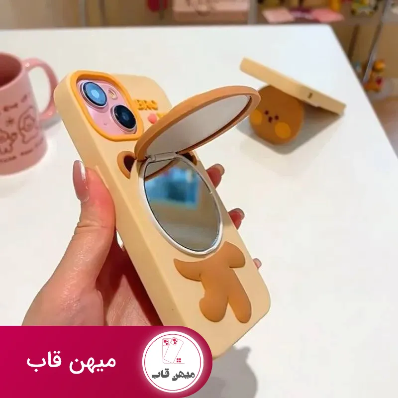 قاب گوشی خرس سیلیکونی کله ایینه ای