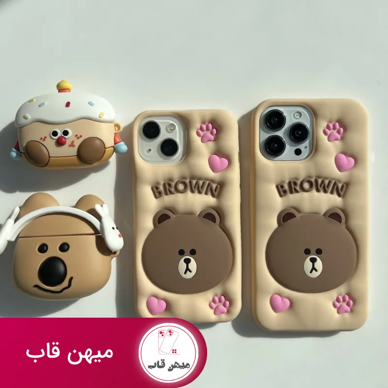 قاب گوشی آیفون خرس پنجه صورتی