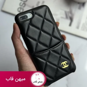 قاب موبایل آیفون شنل چرمی بالشتی جاکارتی دار