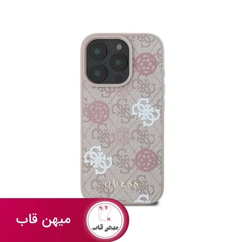 قاب گوشی آیفون Guess PU 4G Design Hard Case With Peony (With Magsafe)