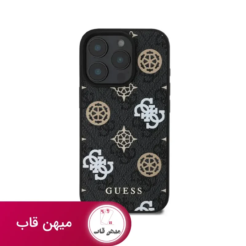 قاب گوشی آیفون Guess PU 4G Design Hard Case With Peony (With Magsafe)