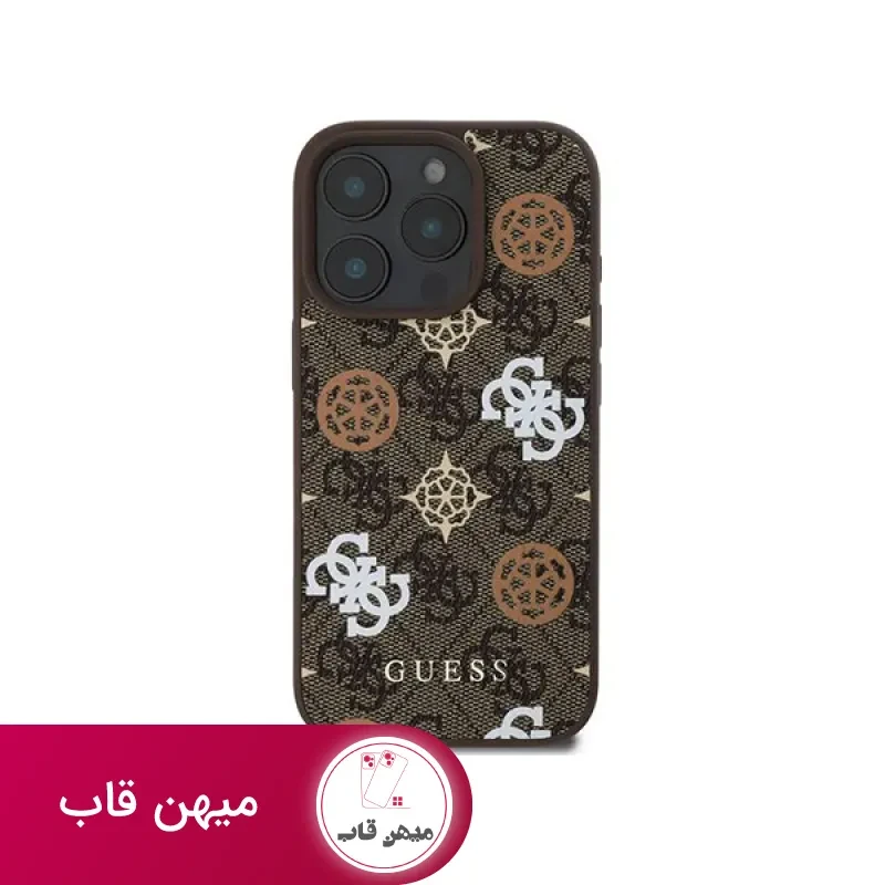 قاب گوشی آیفون Guess PU 4G Design Hard Case With Peony (With Magsafe)