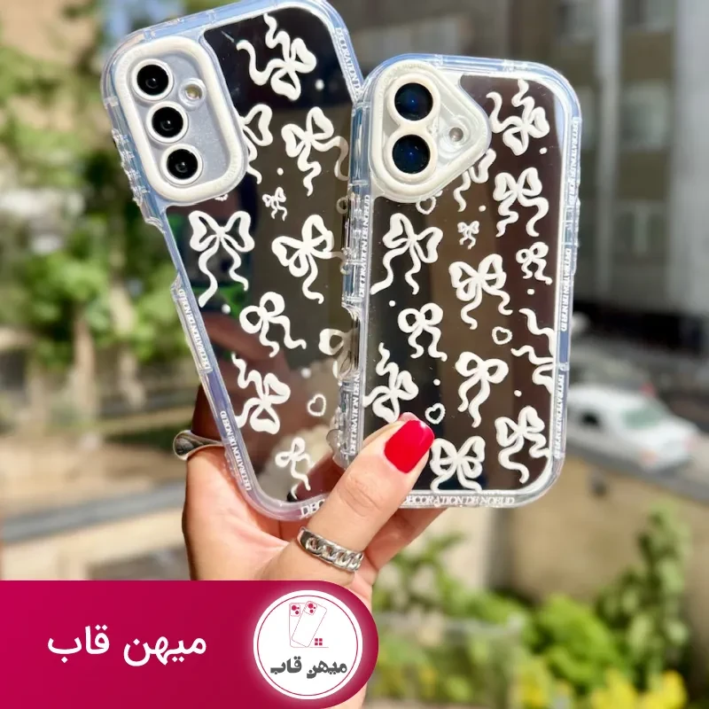 قاب پاپیون سفید آینه ای