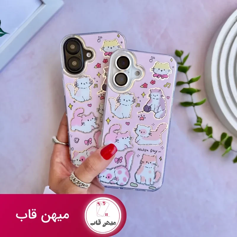 قاب گوشی آیفون گربه صورتی