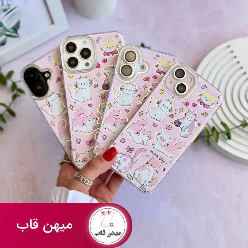 قاب گوشی آیفون گربه صورتی