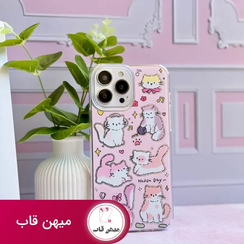 قاب گوشی آیفون گربه صورتی