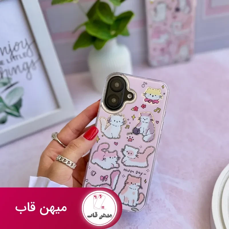 قاب گوشی آیفون گربه صورتی
