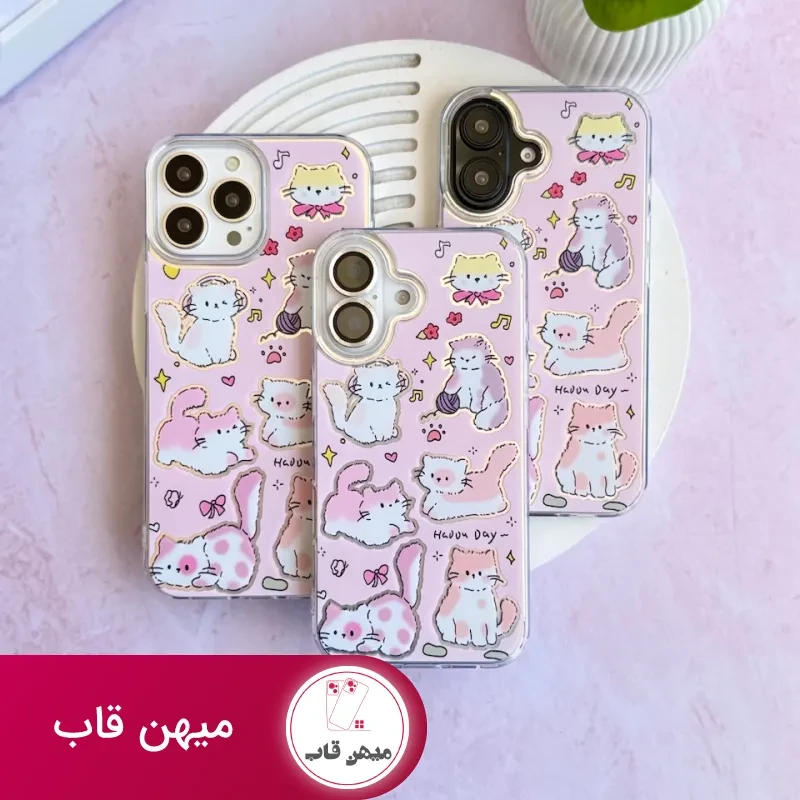 قاب گوشی آیفون گربه صورتی