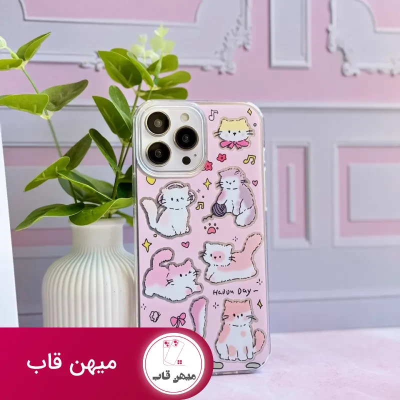 قاب گوشی آیفون گربه صورتی