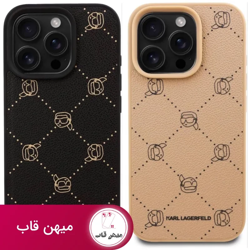 قاب گوشی آیفون کارل لاگرفلد چرمی لوزی Karl Lagerfeld Leather Lozi
