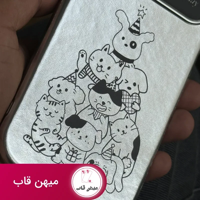 قاب موبایل آیفون پارتی سگ و گربه کرومی