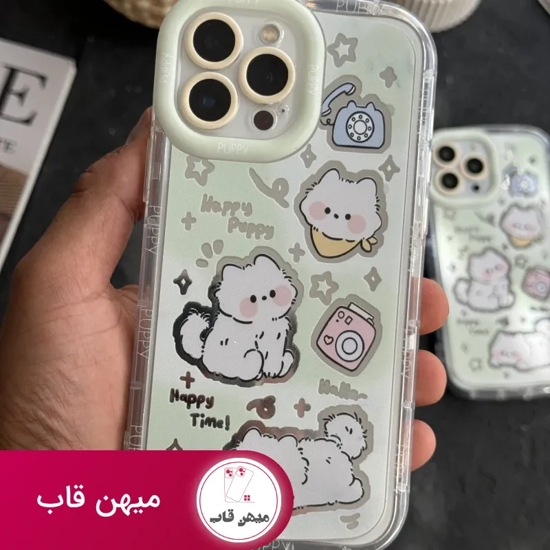 قاب موبایل آیفون گربه میومیو آیینه ای سبز