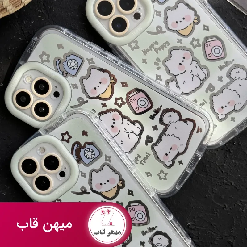 قاب موبایل آیفون گربه میومیو آیینه ای سبز