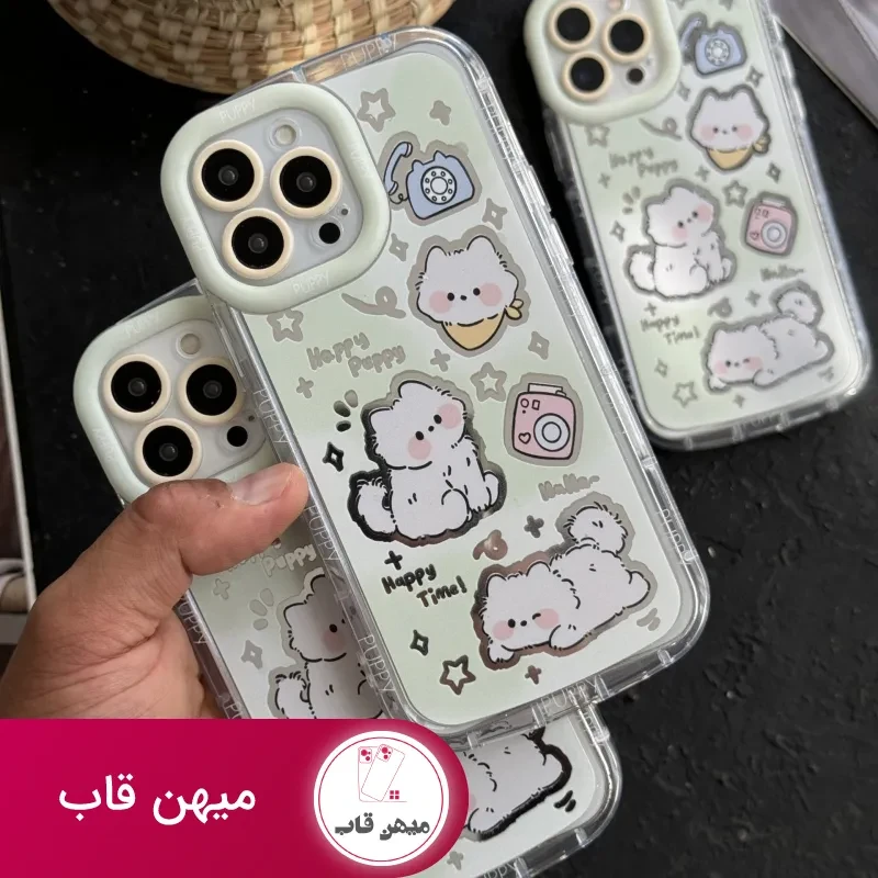 قاب موبایل آیفون گربه میومیو آیینه ای سبز