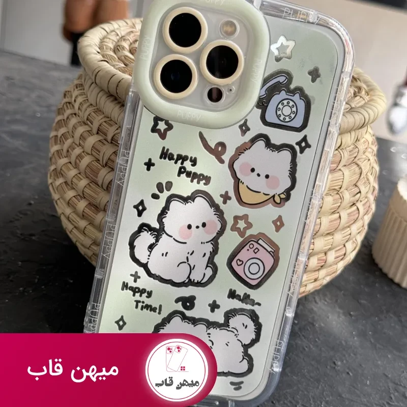قاب موبایل آیفون گربه میومیو آیینه ای سبز