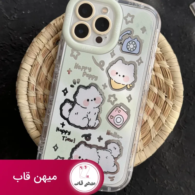 قاب موبایل آیفون گربه میومیو آیینه ای سبز