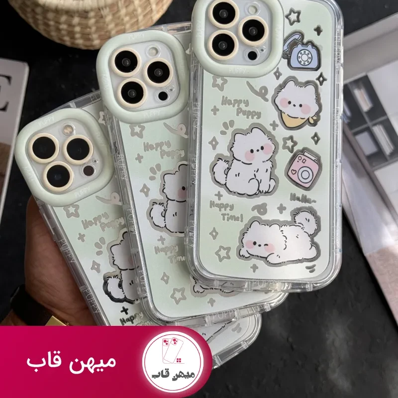 قاب موبایل آیفون گربه میومیو آیینه ای سبز
