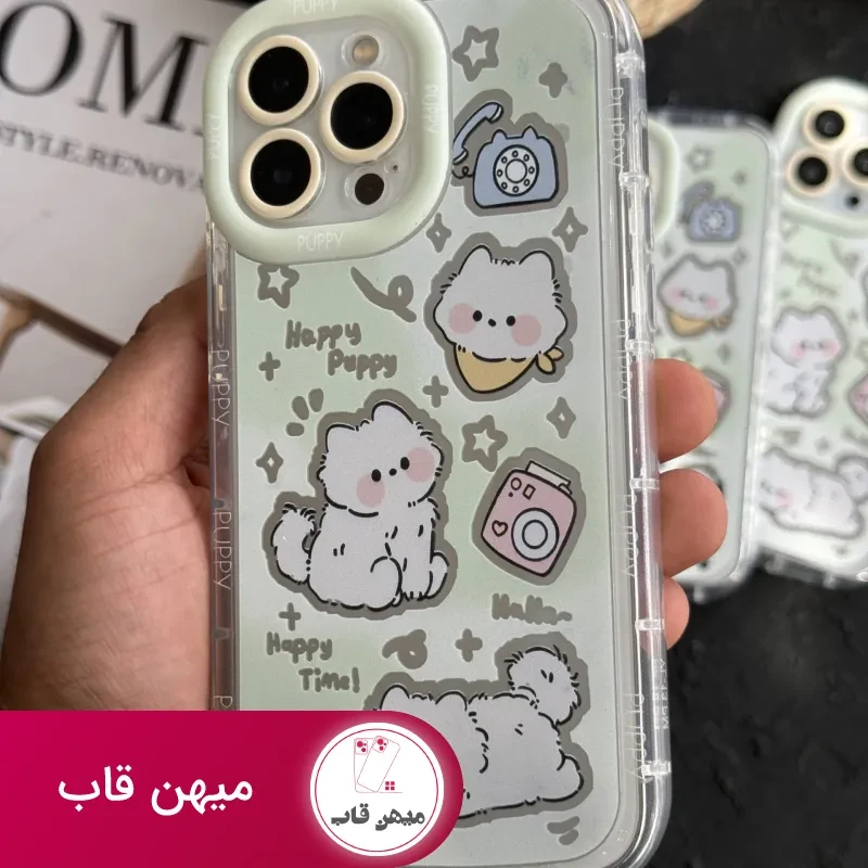 قاب موبایل آیفون گربه میومیو آیینه ای سبز