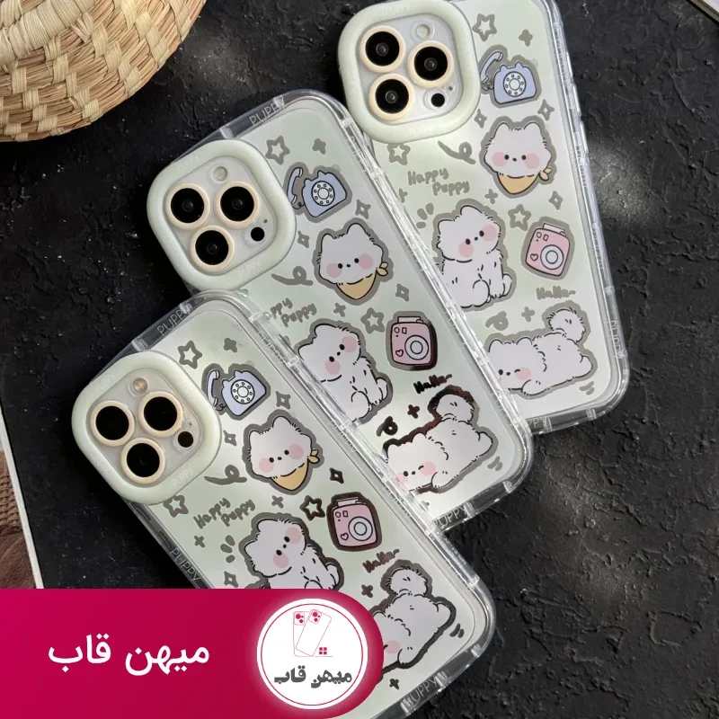 قاب موبایل آیفون گربه میومیو آیینه ای سبز