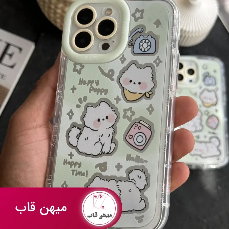 قاب موبایل آیفون گربه میومیو آیینه ای سبز