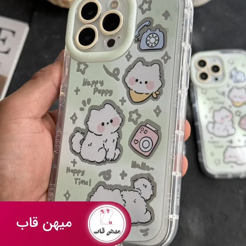 قاب موبایل آیفون گربه میومیو آیینه ای سبز