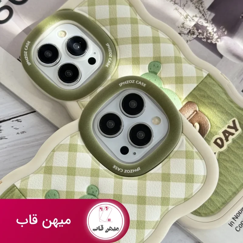 قاب موبایل آیفون کاکتوس سبز روز خوب پایه استندشو