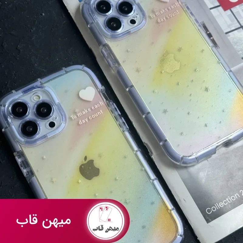 قاب موبایل آیفون ستاره رنگین کمانی شفاف