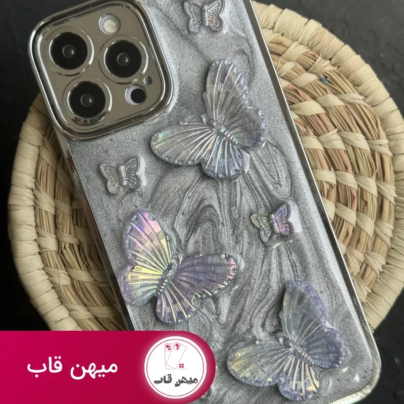 قاب موبایل آیفون پروانه برجسته کریستالی
