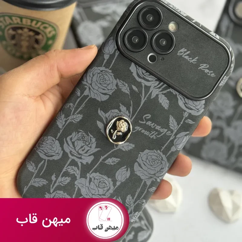 قاب موبایل آیفون گل رز دارک نایت