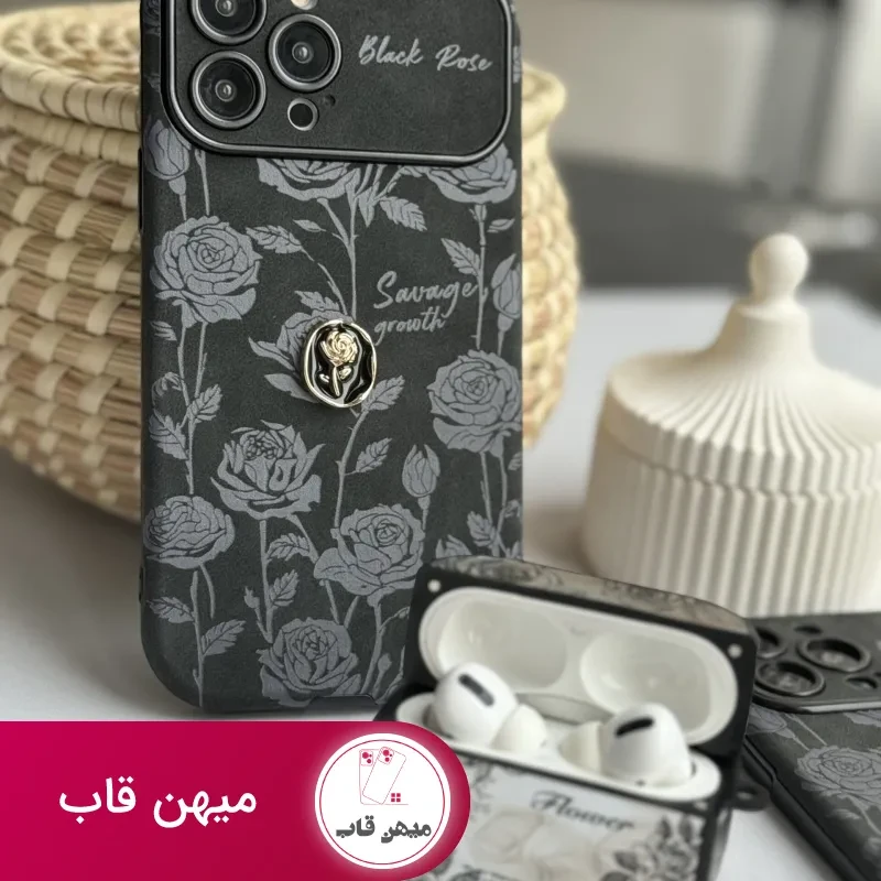 قاب موبایل آیفون گل رز دارک نایت