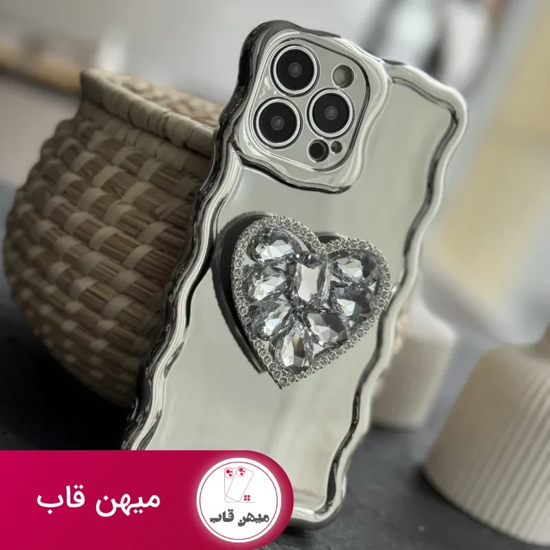 قاب موبایل آیفون قلب دایموند سیلور کرومی