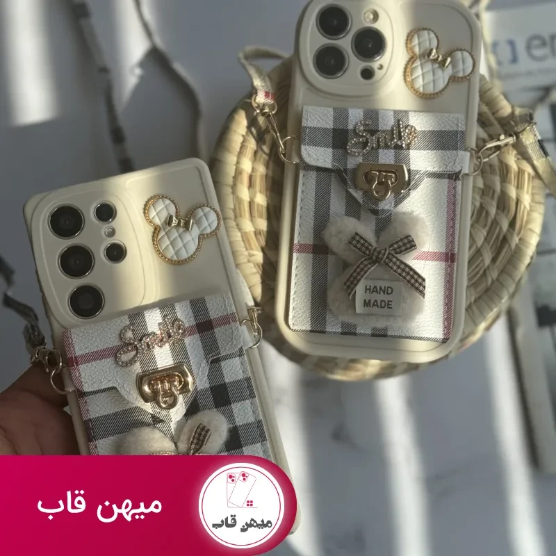 قاب موبایل سامسونگ میکی باربری جاکارتی دار + بندست بلند