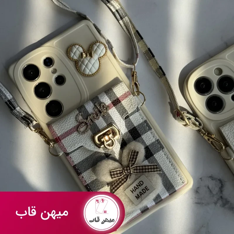 قاب موبایل سامسونگ میکی باربری جاکارتی دار + بندست بلند