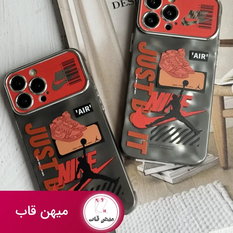 قاب موبایل آیفون نایک جردن بارکد قرمز محافظ لنزدار