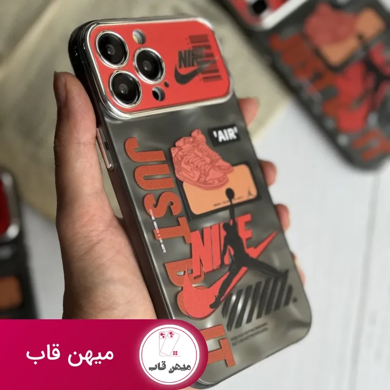 قاب موبایل آیفون نایک جردن بارکد قرمز محافظ لنزدار