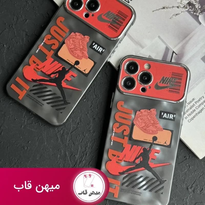 قاب موبایل آیفون نایک جردن بارکد قرمز محافظ لنزدار