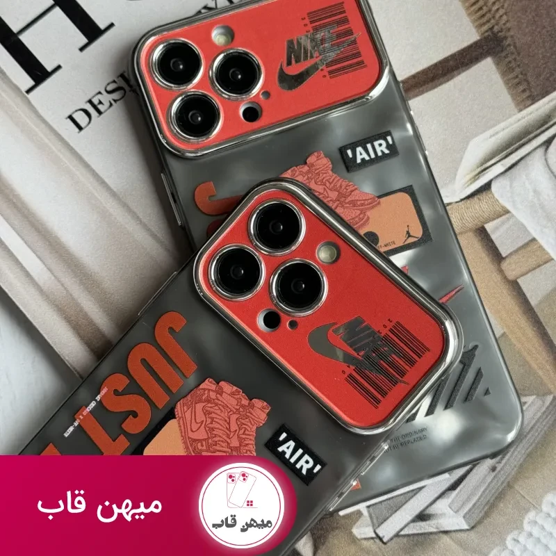 قاب موبایل آیفون نایک جردن بارکد قرمز محافظ لنزدار