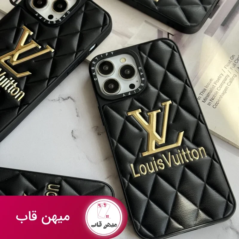 قاب موبایل آیفون لویی ویتون چرمی لوگو فلزی