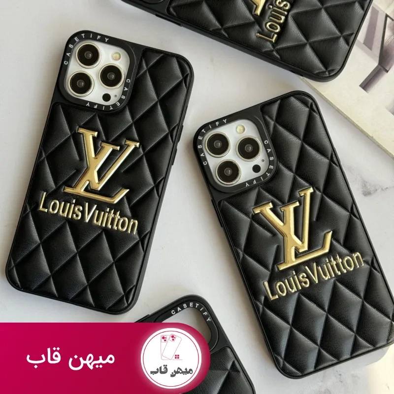 قاب موبایل آیفون لویی ویتون چرمی لوگو فلزی